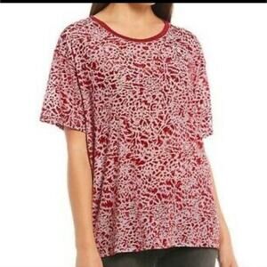 We The Free  People Teddy Velvet Burnout Short Sleeve Tee Red X-Small